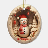 3D Sneeuwman met Santa Hat Keramisch Ornament (Links)