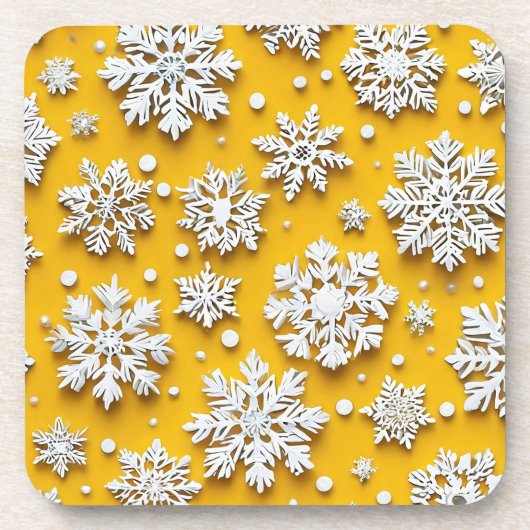 3D-sneeuwvlokken Bier Onderzetter (Voorkant)