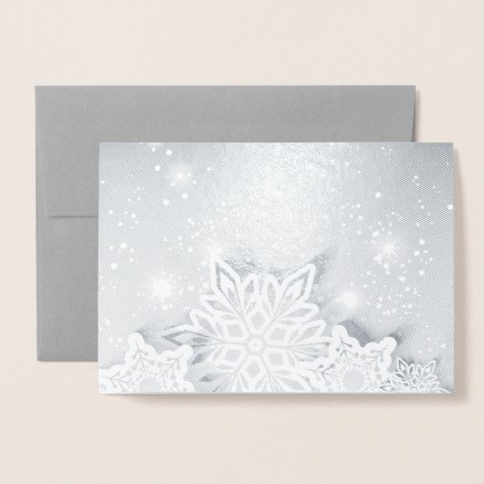 3D-sneeuwvlokken Folie Kaarten (Voorkant met envelop)