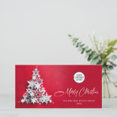 3D Sneeuwvlokken Kerstboom Zakelijke groet Feestdagenkaart (Staand voorkant)