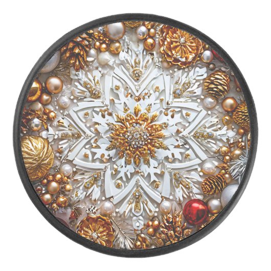 3D-sneeuwvlokversiering Hockey Puck (Voorkant)