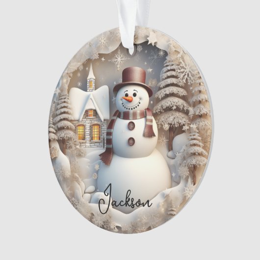 3D Snowman kerstversiering Ornament (voorkant)