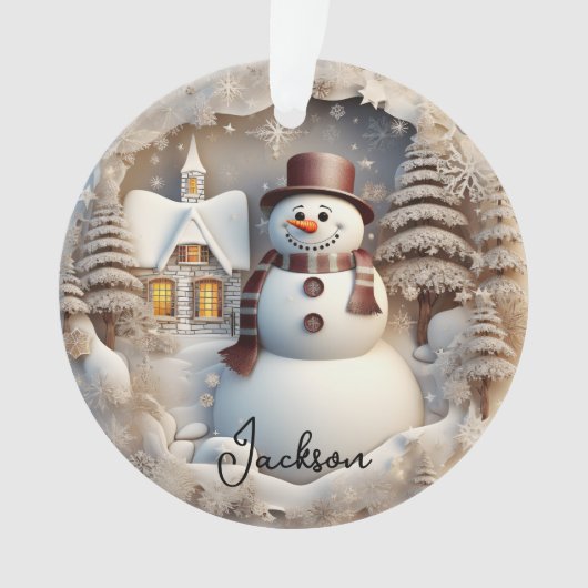 3D Snowman kerstversiering Ornament (voorkant)