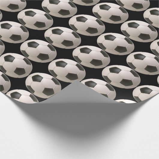 3D Soccerball Black White Football Cadeaupapier (Hoek)