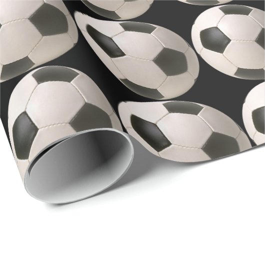 3D Soccerball Black White Football Cadeaupapier (Rol Hoek)