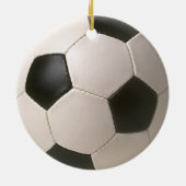 3D Soccerball Black White Football Keramisch Ornament (Achterkant)