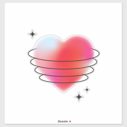 3d space hitech red valentijn hartliefde sticker (Vel)