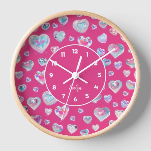  3D Sparkly Crystal Gemstone Harten op Roze (Voorkant)