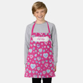 3D Sparkly Crystal Gemstone Harten op Roze Schort (Gedragen)