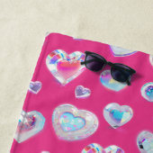  3D Sparkly Crystal Gemstone Harten op Roze Strandlaken (In situ)