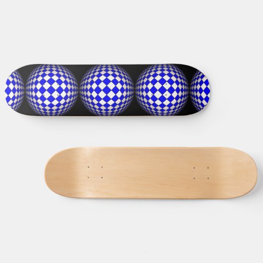 3D Sphere Crazy Black en Blue Skateboard (Horizontaal)