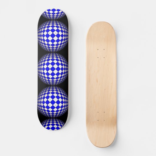 3D Sphere Crazy Black en Blue Skateboard (Voorkant)