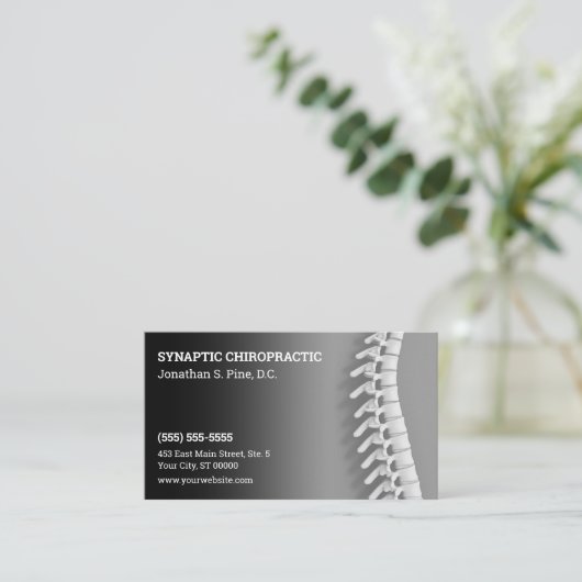 3D Spine Black Grey Chiropractic Appointards Afsprakenkaartje (Staand voorkant)
