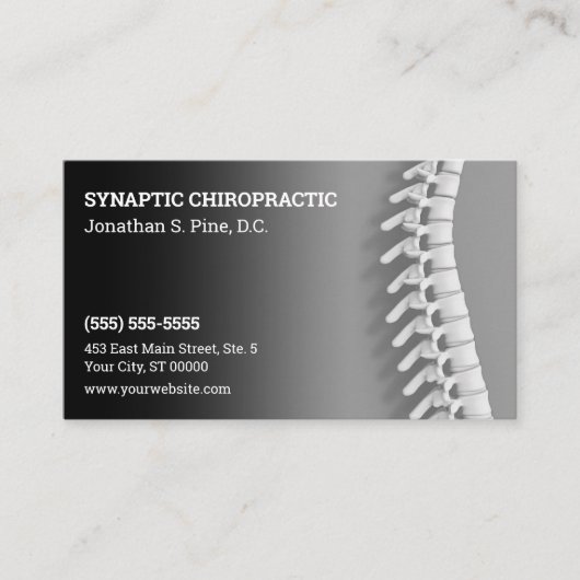 3D Spine Black Grey Chiropractic Appointards Afsprakenkaartje (Voorkant)