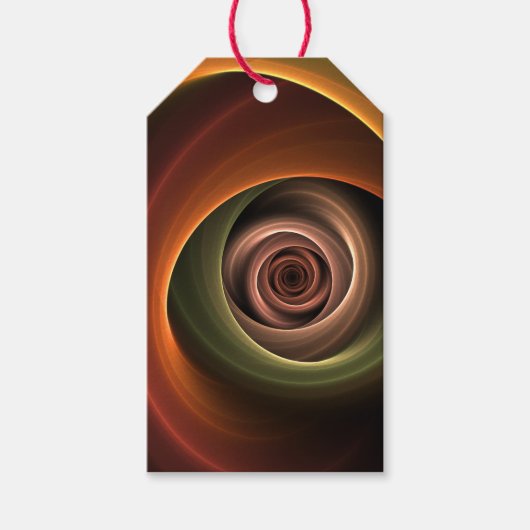 3D-spiraal abstracte warme kleuren moderne fractal Cadeaulabel (Voorkant)