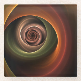 3D-spiraal abstracte warme kleuren moderne fractal Glazen Onderzetter