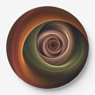3D-spiraal Abstracte warme kleuren moderne fractal Papieren Bordje