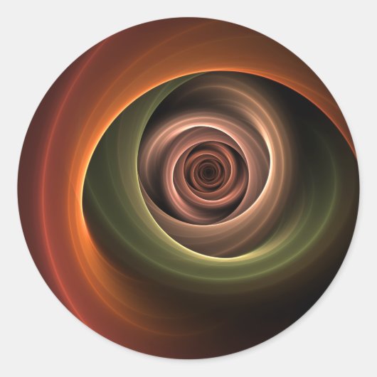3D-spiraal abstracte warme kleuren moderne fractal Ronde Sticker (Voorkant)