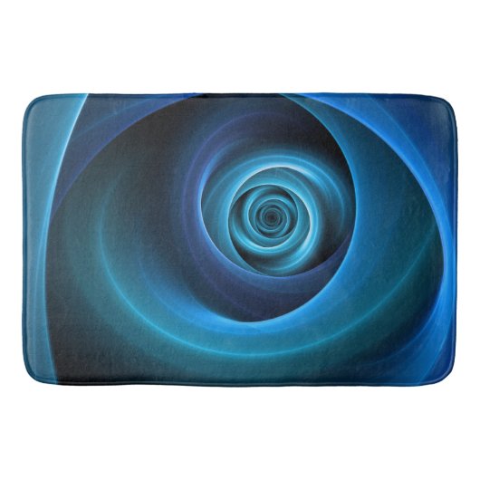 3D Spiraal Blauwe Kleuren Moderne Abstracte Fracta Badmat (Voorkant)