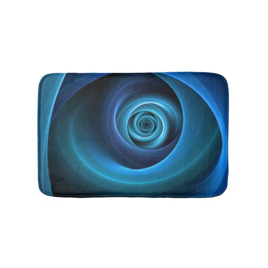3D Spiraal Blauwe Kleuren Moderne Abstracte Fracta Badmat (Voorkant)