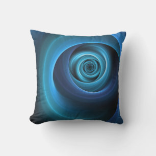3D Spiraal Blauwe Kleuren Moderne Abstracte Fracta Buitenkussen