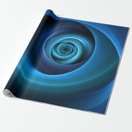 3D Spiraal Blauwe Kleuren Moderne Abstracte Fracta Cadeaupapier