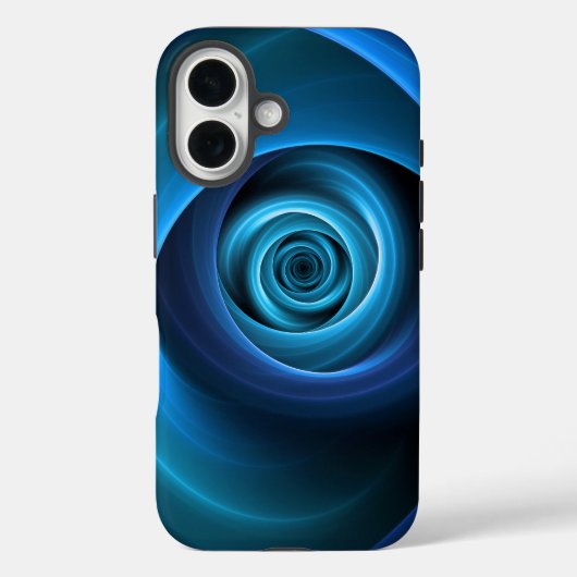 3D Spiraal Blauwe Kleuren Moderne Abstracte Fracta Case-Mate iPhone Case (Achterkant)