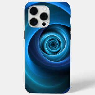 3D Spiraal Blauwe Kleuren Moderne Abstracte Fracta iPhone 15 Pro Max Hoesje