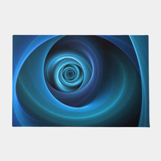 3D Spiraal Blauwe Kleuren Moderne Abstracte Fracta Deurmat (Voorkant)