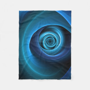 3D Spiraal Blauwe Kleuren Moderne Abstracte Fracta Fleece Deken
