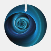 3D Spiraal Blauwe Kleuren Moderne Abstracte Fracta Glas Ornament (Achterkant)