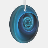 3D Spiraal Blauwe Kleuren Moderne Abstracte Fracta Glas Ornament (Voorkant Rechts)
