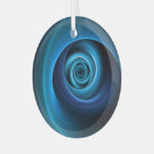 3D Spiraal Blauwe Kleuren Moderne Abstracte Fracta Glas Ornament (Voorkant links)