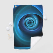 3D Spiraal Blauwe Kleuren Moderne Abstracte Fracta Golfhanddoek (Insitu)
