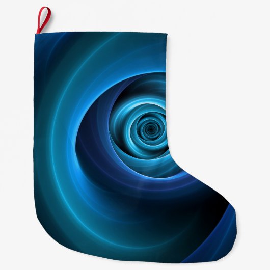 3D Spiraal Blauwe Kleuren Moderne Abstracte Fracta Grote Kerstsok (Voorkant)