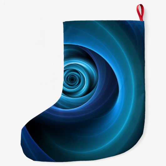 3D Spiraal Blauwe Kleuren Moderne Abstracte Fracta Grote Kerstsok (Achterkant)
