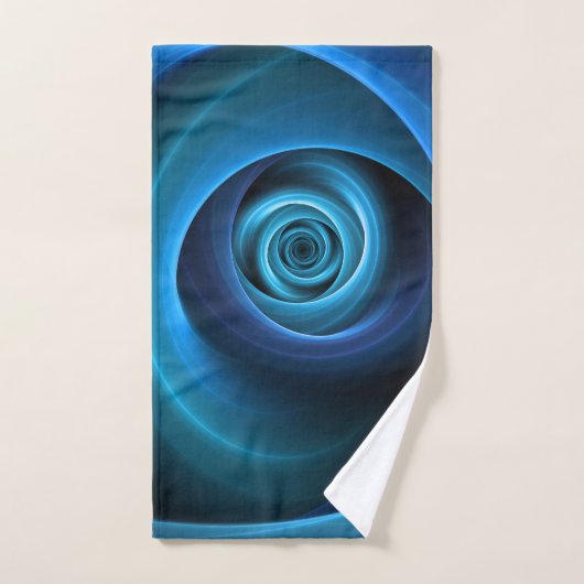 3D Spiraal Blauwe Kleuren Moderne Abstracte Fracta Handdoek (Handdoek)