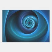 3D Spiraal Blauwe Kleuren Moderne Abstracte Fracta Inpakpapier Vel (Voorkant 2)