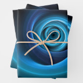 3D Spiraal Blauwe Kleuren Moderne Abstracte Fracta Inpakpapier Vel (In situ)