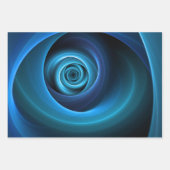 3D Spiraal Blauwe Kleuren Moderne Abstracte Fracta Inpakpapier Vel (Voorkant 3)
