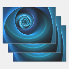 3D Spiraal Blauwe Kleuren Moderne Abstracte Fracta Inpakpapier Vel