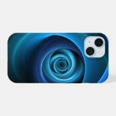 3D Spiraal Blauwe Kleuren Moderne Abstracte Fracta iPhone 15 Case (Achterkant horizontaal)