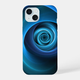 3D Spiraal Blauwe Kleuren Moderne Abstracte Fracta iPhone 15 Case