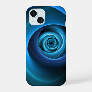 3D Spiraal Blauwe Kleuren Moderne Abstracte Fracta iPhone 15 Case