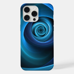 3D Spiraal Blauwe Kleuren Moderne Abstracte Fracta iPhone 15 Pro Max Case
