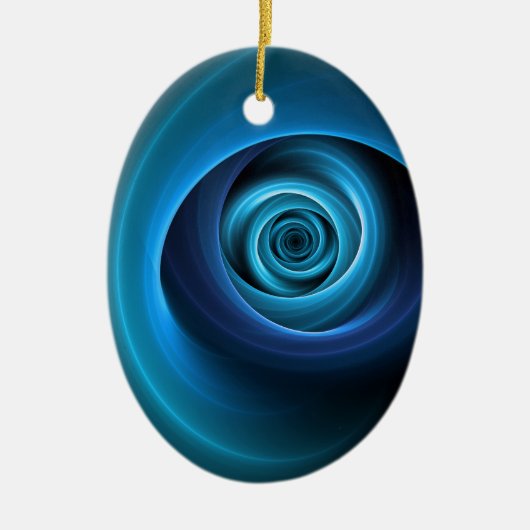 3D Spiraal Blauwe Kleuren Moderne Abstracte Fracta Keramisch Ornament (Voorkant)