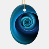 3D Spiraal Blauwe Kleuren Moderne Abstracte Fracta Keramisch Ornament (Achterkant)