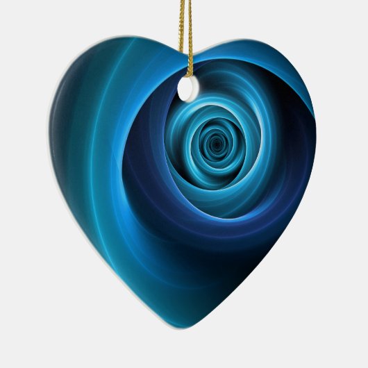 3D Spiraal Blauwe Kleuren Moderne Abstracte Fracta Keramisch Ornament (Rechts)