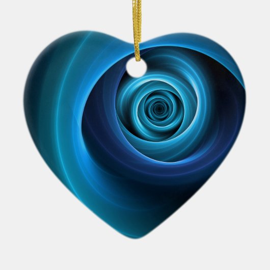 3D Spiraal Blauwe Kleuren Moderne Abstracte Fracta Keramisch Ornament (Voorkant)