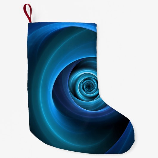 3D Spiraal Blauwe Kleuren Moderne Abstracte Fracta Kleine Kerstsok (Voorkant)